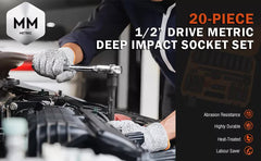 19Pc Deep Socket Set Impact 1/2" Drive Extension Bars Flexible Adapter 10-24mm