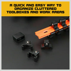 3Pc Double-Side Sockets Holder Tool Organizer Rails WorkShop Rack 1/4" 3/8" 1/2"