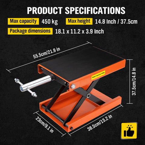 Motorcycle Jack 450KG Scissor Motor Bike Lift Stand Hoist Mini Motorbike Quad