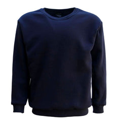 New Adult Unisex Plain Pullover Fleece Jumper Mens Long Sleeve Crew Neck Sweater, Navy, 3XL