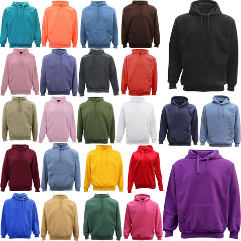 Adult Unisex Men's Basic Plain Hoodie Pullover Sweater Sweatshirt Jumper XS-8XL, Royal Blue, L