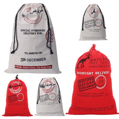 50x70cm Canvas Hessian Christmas Santa Sack Xmas Stocking Reindeer Kids Gift Bag, Cream - Rudolph Express (2£