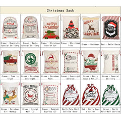 50x70cm Canvas Hessian Christmas Santa Sack Xmas Stocking Reindeer Kids Gift Bag, Cream - Rudolph Express (2£