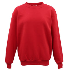New Adult Unisex Plain Pullover Fleece Jumper Mens Long Sleeve Crew Neck Sweater, White, XL