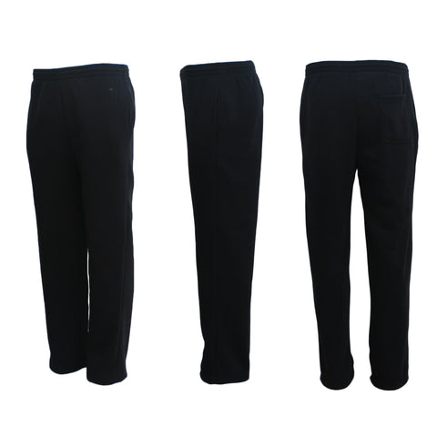 New Adult Mens Unisex Track Suit Fleece Lined Pants Sport Gym Work Casual Winter, Black, 6XL