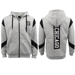 Men's Fleece Zip Up Hoodie Shirt Chicago Bulls 23 Michael Jordan Sweat Jacket, Yellow, M