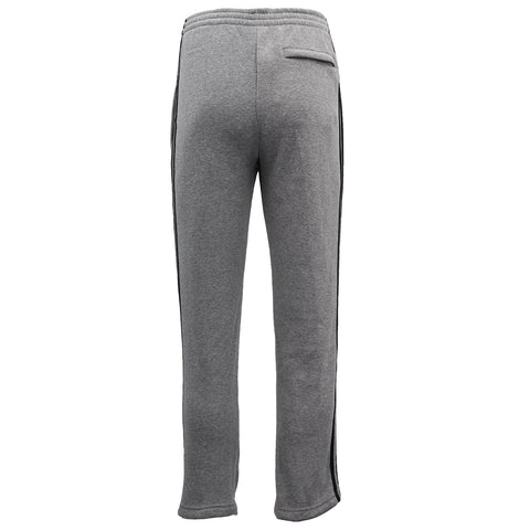 Men's Fleece Casual Sports Track Pants w Zip Pocket Striped Sweat Trousers S-6XL, Black w Grey Stripes, L