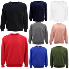 New Adult Unisex Plain Pullover Fleece Jumper Mens Long Sleeve Crew Neck Sweater, Royal Blue, 3XL