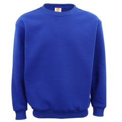 New Adult Unisex Plain Pullover Fleece Jumper Mens Long Sleeve Crew Neck Sweater, Royal Blue, 5XL