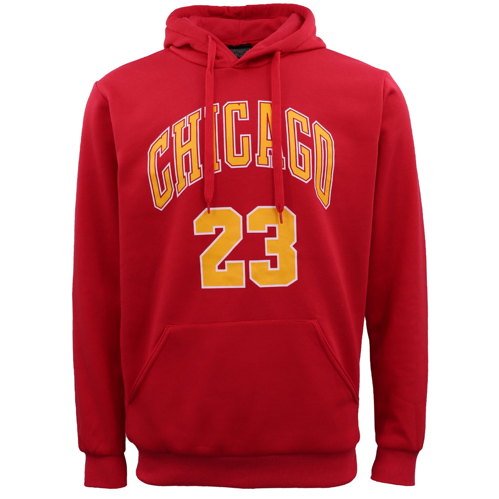 Men's Fleece Pullover Hoodie Jacket Sports Jumper Jersey Chicago Golden State, Red - Chicago 23, M