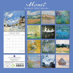 Monet - 2024 Square Wall Calendar 16 Months Arts Planner Christmas New Year Gift