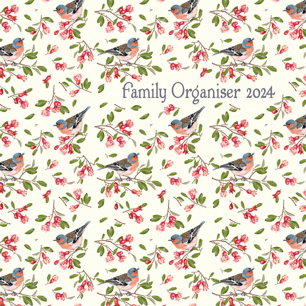 Birdsong Family Organiser - 2024 Square Wall Calendar 16 Months School Planner