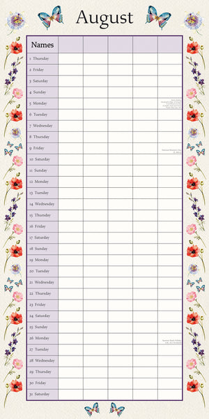 Floral Family Organiser 2024 Square Wall Calendar 16 Month School Flower Planner