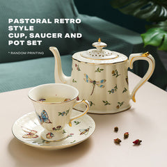 French coffee cup and saucer teapot set