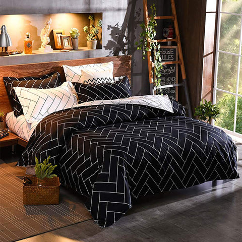 Black&White King Size Duvet Quilt Cover Set