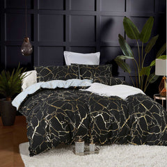 Reversible Design Super King Size Black Duvet Quilt Cover Set