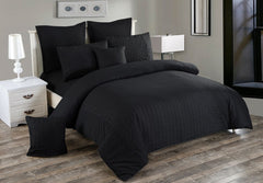 Seersucker Double Size Black Duvet Quilt Cover Set