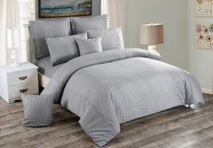 Seersucker Double Size Grey Duvet Quilt Cover Set