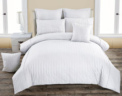 Seersucker King Size White Duvet Quilt Cover Set