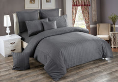 Seersucker King Size Charcoal Duvet Quilt Cover Set