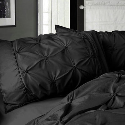 Diamond Pintuck Premium Ultra Soft King size Pillowcases 2-Pack - Black