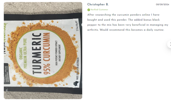 Pure Organic 95% Curcumin Powder (60g/1 month supply) - 1500mg of Turmeric Extract Buffered with Black Pepper