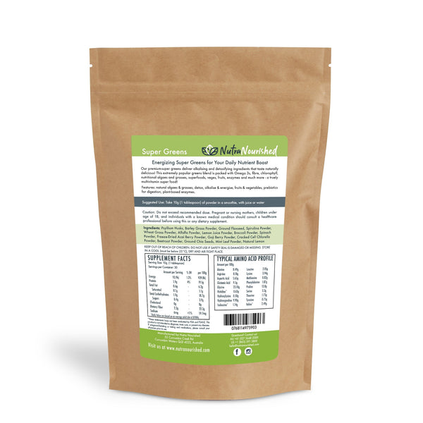 Super Greens Powder - Energising Superfood Blend - Nutrients  and Vitamins of 20 Greens - 300g