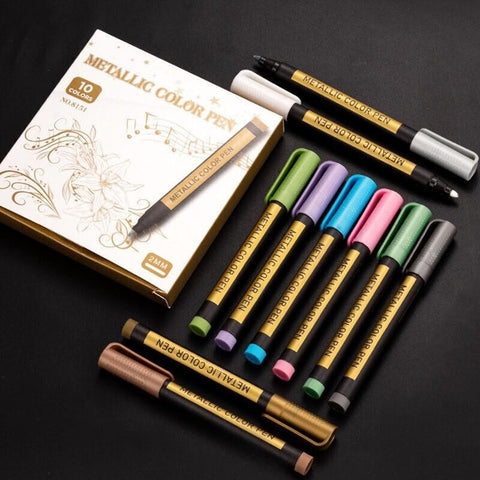 10Pcs/Set Waterproof  Paint Pens for Art on Metal Glass & Rock