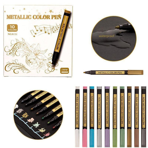 10Pcs/Set Waterproof  Paint Pens for Art on Metal Glass & Rock