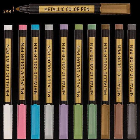10Pcs/Set Waterproof  Paint Pens for Art on Metal Glass & Rock