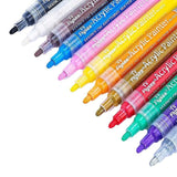 Flysea 12-80 Colours Acrylic Paint Pens Painting Stone Ceramic Glass Marker2-3Mm - 12-Colour Set