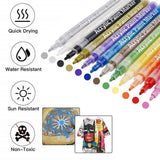 Flysea 12-80 Colours Acrylic Paint Pens Painting Stone Ceramic Glass Marker2-3Mm - 12-Colour Set