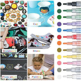 Flysea 12-80 Colours Acrylic Paint Pens Painting Stone Ceramic Glass Marker2-3Mm - 12-Colour Set