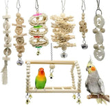 17PCS Bird Toys Parrot Swing Toys Chewing Hanging Bell Cockatiel Cage Toy Set