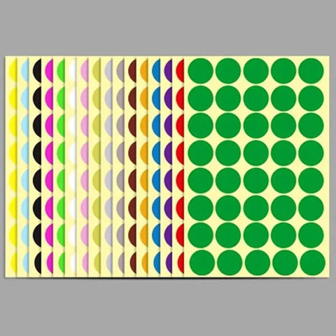 8/13/25/50mm Colour Sticker Dots Adhesive Round Labels Circular Scrapbooking Green - 13mm 132 Dots - 1 Sheet