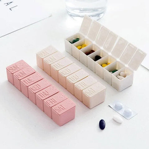 2X 7 Day Weekly Pill Box Medicine Tablet Organizer Dispenser Container Case - Grey