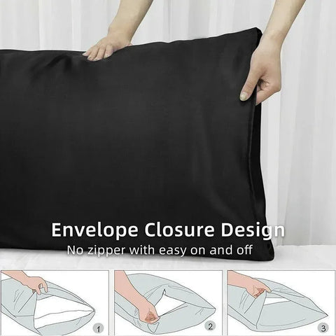 2 Pack Satin Pillowcases Luxury Soft Cushion Covers Bedroom Home Decor - Light Orange