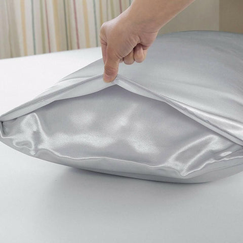 2 Pack Satin Pillowcases Luxury Soft Cushion Covers Bedroom Home Decor - Light Orange
