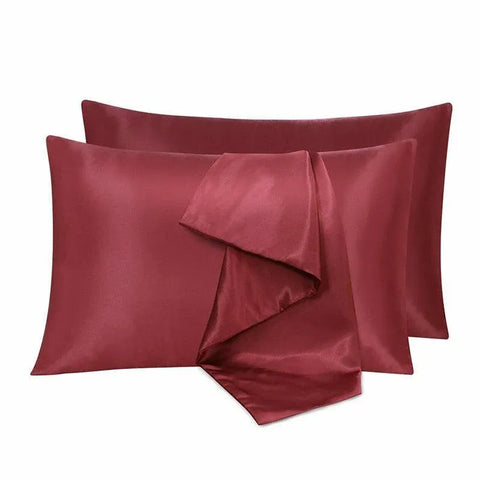 2 Pack Satin Pillowcases Luxury Soft Cushion Covers Bedroom Home Decor - Light Orange