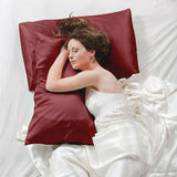 2 Pack Satin Pillowcases Luxury Soft Cushion Covers Bedroom Home Decor - Light Orange