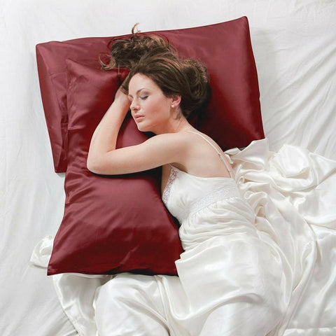 2 Pack Satin Pillowcases Luxury Soft Cushion Covers Bedroom Home Decor - Light Orange