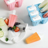 Silicone Ice Cream Mould Block Frozen Molds Icy Pole Jelly Popsicle - Blue-4Grid