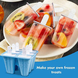 Silicone Ice Cream Mould Block Frozen Molds Icy Pole Jelly Popsicle - Blue-4Grid