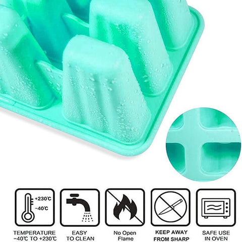 Silicone Ice Cream Mould Block Frozen Molds Icy Pole Jelly Popsicle - Pink-4Grid