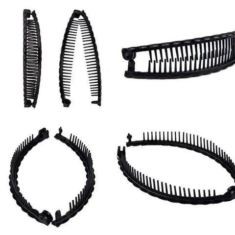 5X Hair Ponytail Holder Banana Clips Plastic Black Claw Comb Clip Multipurpose - Brown