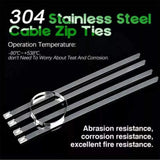 100x Stainless Steel Cable Ties SS304 Marine Grade Zip Strap Locking Wrap 100-800mm - 4.6*250mm
