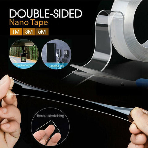 Double Sided Nano Tape Transparent Reusable Adhesive Gel Grip for Home Office - 2cm*5m*1mm (1 Unit)