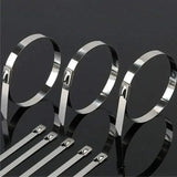 100x Stainless Steel Cable Ties SS304 Marine Grade Zip Strap Locking Wrap 100-800mm - 4.6*200mm