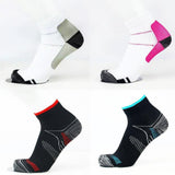 L XL Ankle Compression Socks for Foot Support and Daily Comfort Unisex - White-Rose Red