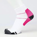 L XL Ankle Compression Socks for Foot Support and Daily Comfort Unisex - White-Rose Red